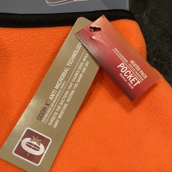 HotMocs Men's Fleece Gaitor Orange Face Mask & Neck Guard 2 Free Heat Packs NWT - Picture 4 of 9